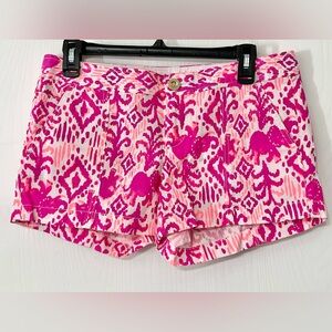Lilly Pulitzer Liana Shorts Tons Of Fun Ikat Print Elephant Size 4 Magenta